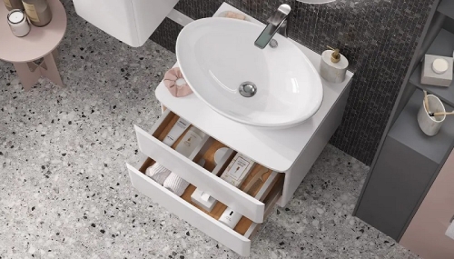 Тумба с раковиной Velvex Luna 60, 80, 100 белая подвесная фото 6