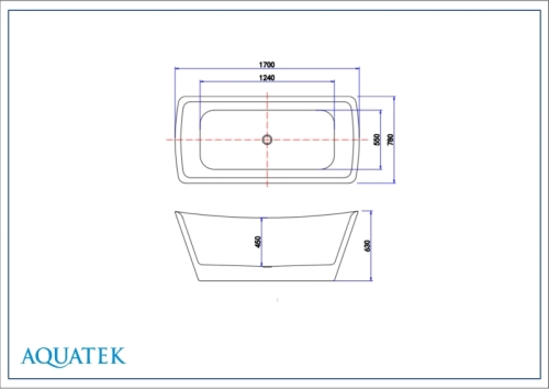 Ванна акриловая Aquatek Верса 170*78, 178*80, ножки, сифон фото 4