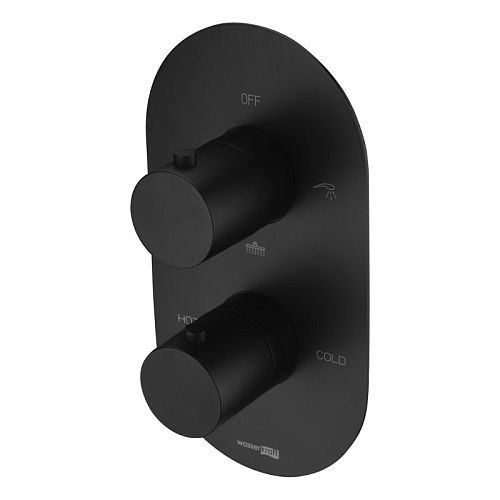 Встроенный смеситель для ванны на 3 положения Wasserkraft Elbe 7444 Thermo черный Soft-touch