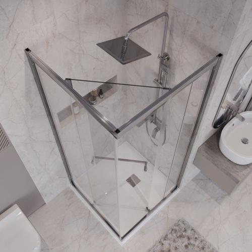 Душевое ограждение Niagara Нова/Nova NG-6633(6635)-34 90*90, 100*100, дверь раздвижная,стекло прозрачное фото 5