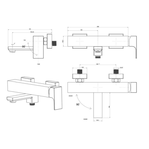 Смеситель для ванны Paini Grazia 21CR111, хром, без аксессуаров фото 5