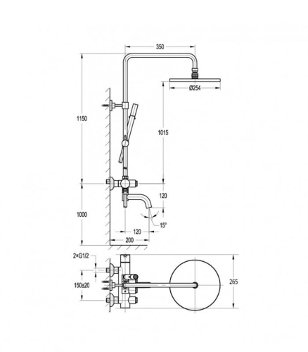 Душевая система CEZARES ECO-CVD-BORO брашированное золото фото 4