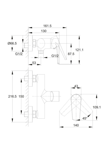 Смеситель для душа Cersanit Moduo 64099 хром (без душевого гарнитура) фото 8