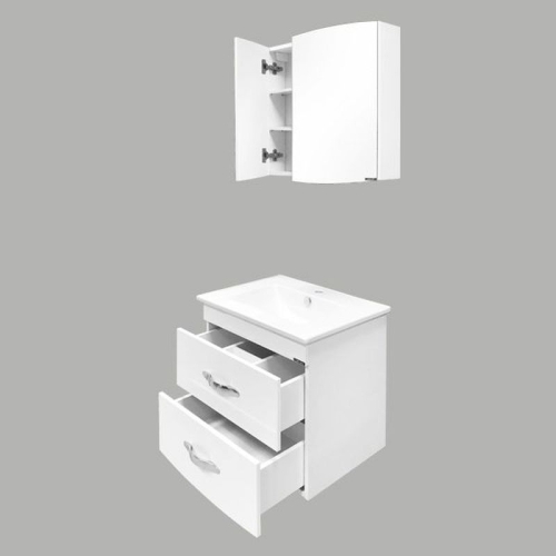 Тумба с умывальником Comforty Лаура 60 75 белый глянец  подвесная фото 6