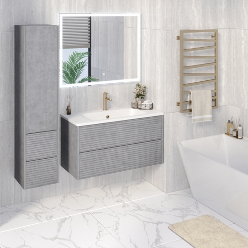 Пенал подвесной Aqua de Marco Parma 35 дымчатый серый фото 4