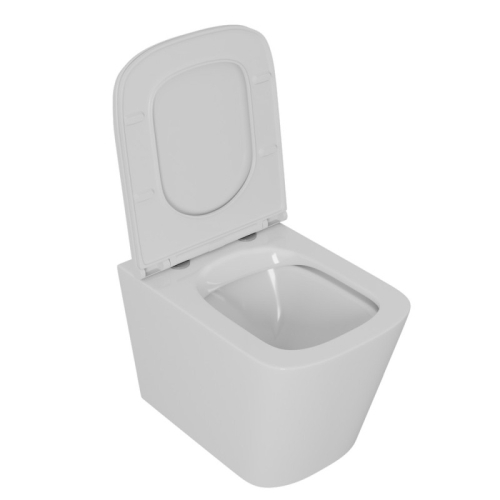 Унитаз подвесной безободковый D&K Quadro DT1516016 белый с сидением микролифт фото 2