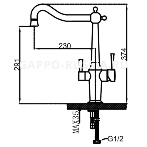 Смеситель для кухни  G4398-14 хром фото 2