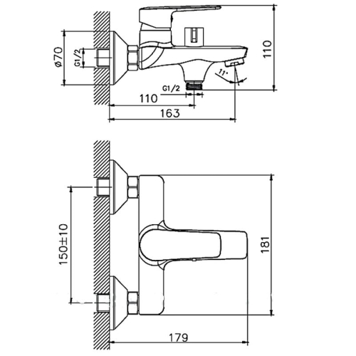 Смеситель для ванны Haiba HB60563 хром фото 2