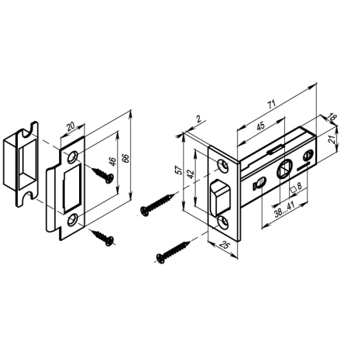 Защелка Punto врезная L45-8 ABG Зеленая бронза (металл язычок) фото 3