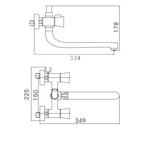 Смеситель с длинным изливом для ванны Ledeme L2587 хром (лейка и шланг в комплекте) фото 2