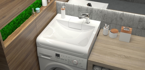 Раковина Marrbaxx Аврора V56 60*60 над стиральной машиной фото 3
