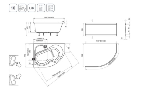 Ванна акриловая Ravak ROSA I 140*105 150*105 160*105 фото 3