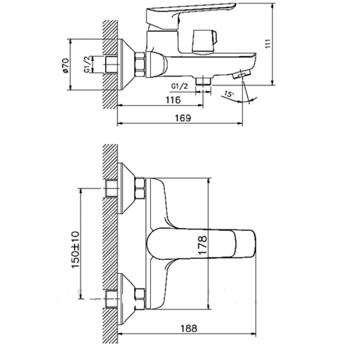 Смеситель для ванны Haiba HB60198 хром фото 2