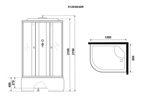 Душевая кабина Niagara Eco NG-7510-14R BLACK 120*80*215 высокий поддон(40см),стекло мозаика фото 3 Душевая кабина Niagara Eco NG-7510-14R BLACK 120*80*215 высокий поддон(40см),стекло мозаика фото 3