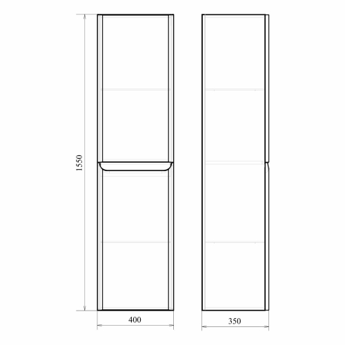 Пенал подвесной Мирсант Savag 40 белый глянец, левый фото 3