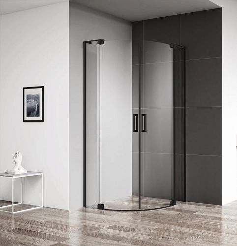 Душевое ограждение Cezares Slider-R-2 80/90, 90/100 стекло прозрачное, серое, профиль черный