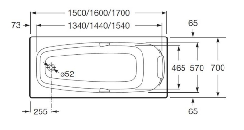 Ванна акриловая Roca Sureste 150, 160, 170*70 фото 4