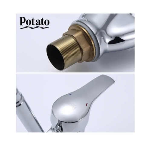 Смеситель для кухни с гибким изливом Potato P5813 хром фото 3