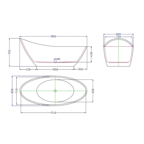 Ванна ESBANO London 180*80 акрил фото 2
