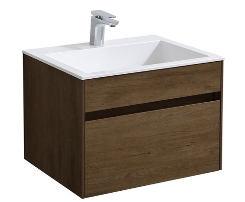 Тумба с раковиной Vincea Chiara 60, 80, 100 Т.Oak Дуб Табак, подвесная, раковина белая