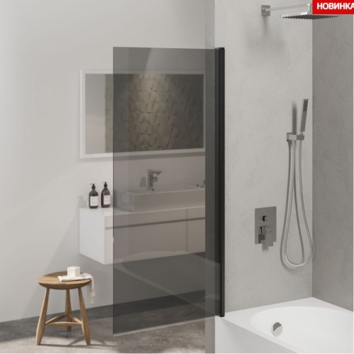 Шторка для ванны RIVER S Black80, 90 стекло тонированное фото 2