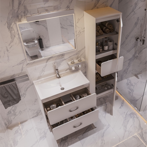 Пенал подвесной Мирсант Viva 45 белый глянец фото 3