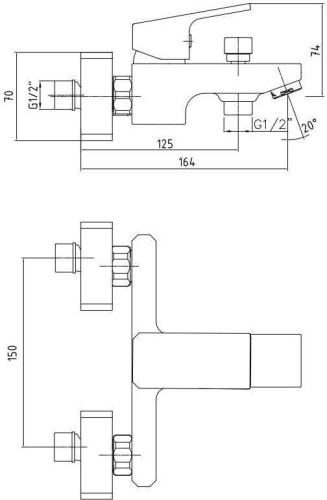 Смеситель для ванны E.C.A Tiera 103502469EX, черный фото 2 Смеситель для ванны E.C.A Tiera 103502469EX, черный фото 2