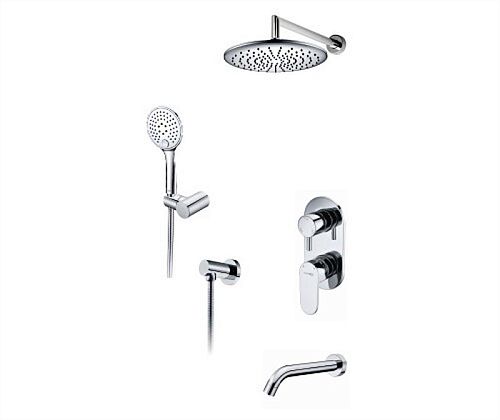 Встроенный смеситель для ванны на 3 положения Wasserkraft A175819 (душевой комплект) хром
