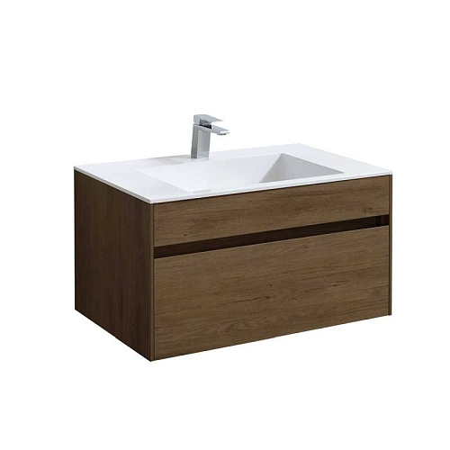 Тумба с раковиной Vincea Chiara 60, 80, 100 Т.Oak Дуб Табак, подвесная, раковина белая