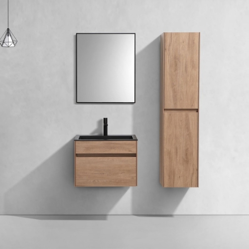 Тумба с раковиной Vincea Chiara 60, 80, 100 N.Oak Натуральный Дуб, подвесная, раковина черная фото 6