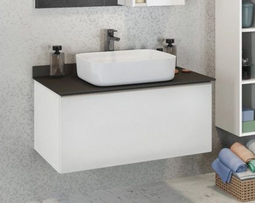 Тумба с умывальником Comforty Милан 90 120 белый глянец подвесная