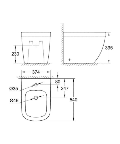 Биде напольное GROHE Euro Ceramic, альпин-белый (39340000) фото 2