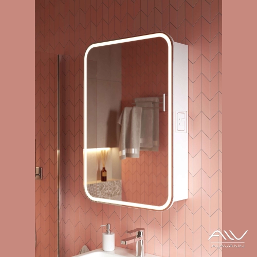 Шкаф зеркальный Alavann Lana 55, 70, 80 белый (перевертыш)