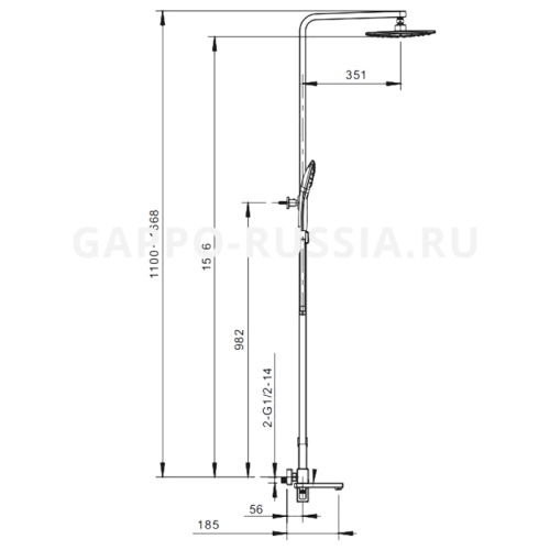 Душевая система со смесителем Gappo G2417-6 черный фото 2