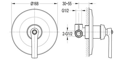 Встроенный смеситель для душа на 1 полож CEZARES LIBERTY-F-DIM-01 хром фото 2