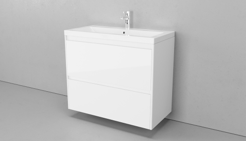 Тумба с раковиной Velvex Klaufs 2 ящика 60, 70, 80, 90, 100 подвесная белый фото 2