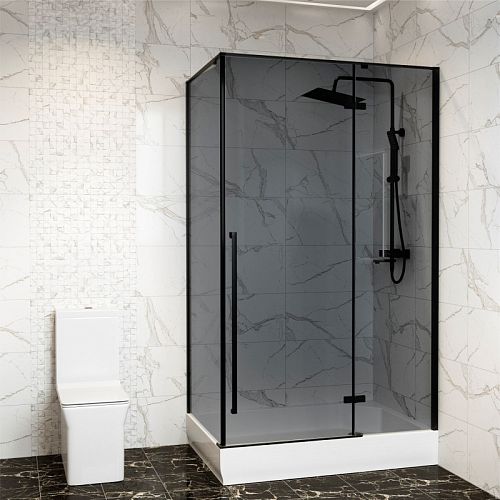 Душевое ограждение Mirsant Vog Black 120*90 тонированное стекло, без поддона