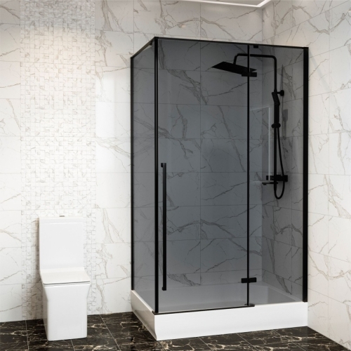 Душевое ограждение Mirsant Vog Black 120*90 тонированное стекло, без поддона