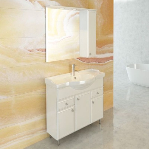 Тумба с умывальником Comforty Сочи 85 100 белый глянец напольная фото 3