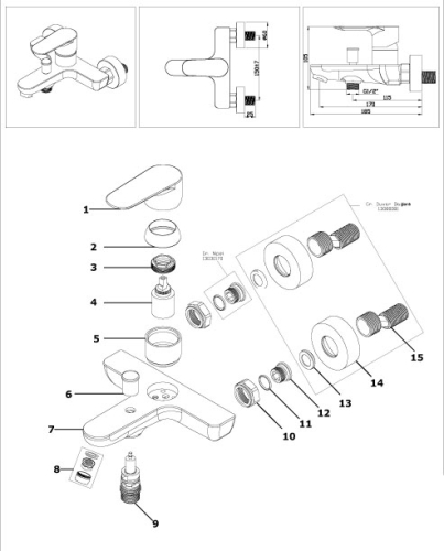 Смеситель для ванны Azario Leya AZ-15920501 хром фото 2