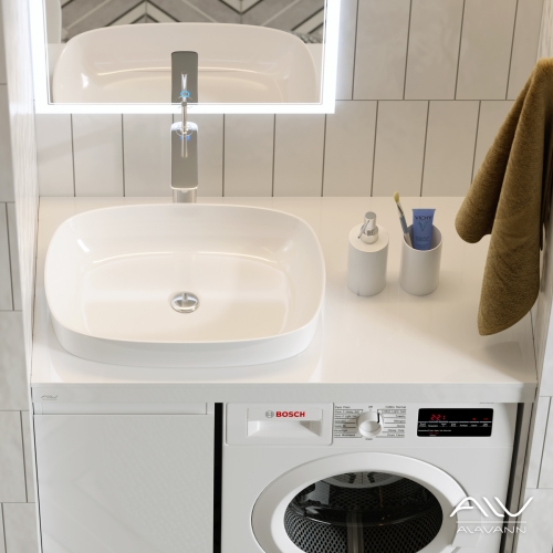 Тумба с раковиной Alavann Soft 100 (Ум Купер 56) напольная белая фото 3