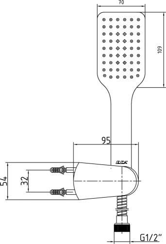 Душевой гарнитур E.C.A Tiera Hand Shower Set 102117342EX (лейка 1 режим, держатель, шланг 150) фото 2