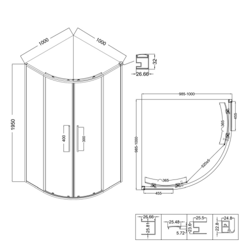 Душевое ограждение Niagara Нова/Nova NG-3627(3626)-34 90*90, 100*100, стекло шиншилла фото 9