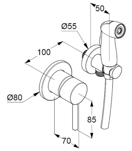 Смеситель с гигиенической лейкой Kludi Bozz 389990576 хром фото 4