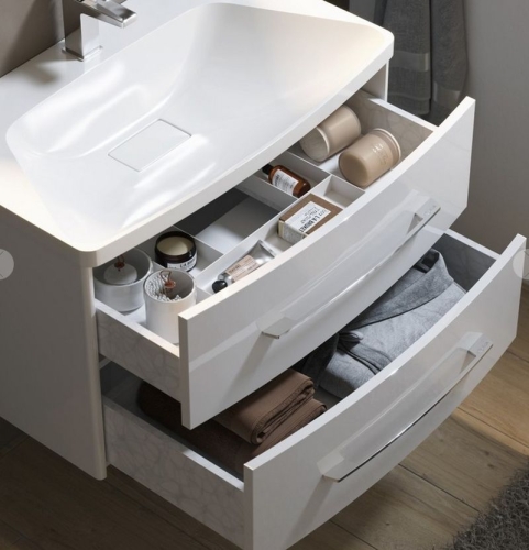 Тумба с умывальником Aqwella  NERINGA 80 подвесная белая фото 4