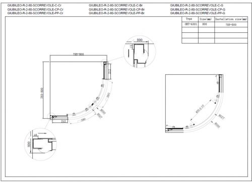 Душевое ограждение Cezares Giubileo-R-2-SCORREVOLE 80*80, 90*90, 100*100 стекло прозрачное или с рисунком фото 2