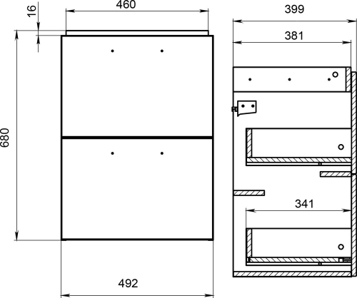 Тумба с раковиной Cersanit Melar 50, 60, 70, 80 подвесная/напольная, белая фото 4