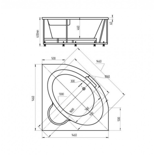 Ванна Aquatek Калипсо 146*146 фото 3