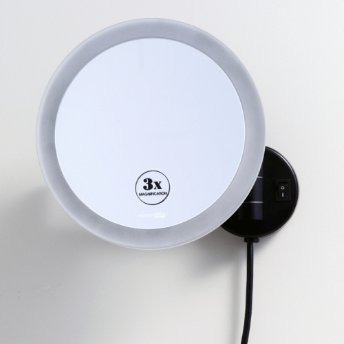 Зеркало с LED-подсветкой Wasserkraft K-1004BLACK, с 3-х кратным увеличением фото 2