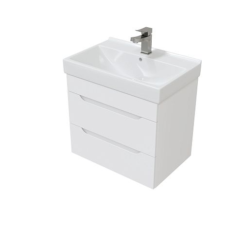 Тумба с умывальником Мирсант Soho Quadro 60/2 - Fest (узкая) подвесная, с доводчиком